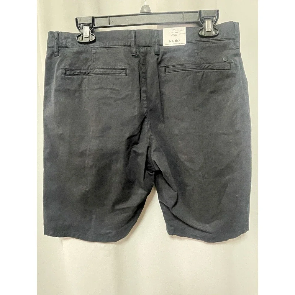 NNO7 NO NATIONALITY Mens Regular Fit Mid Rise Casual Shorts Navy Sz 36 New